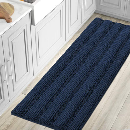 H.VERSAILTEX Bath Rugs for Bathroom Non Slip Bath Mats Extra Thick Chenille Striped Rug 20" x 32" Absorbent Non Skid Fluffy Soft Shaggy Washable Dry Fast Plush Mat for Indoor, Bath Room, Tub - Sage