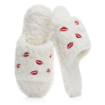GOEWY Fuzzy Open Toe Slippers for Women Indoor with Comfy Memory Foam