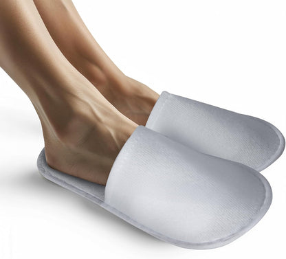 UrbanRoots 28 Pairs Disposable Slippers For Guests,Bulk Slippers For Hotel,Spa,Travel,Shoeless Home,Spa Slippers With Pouch,Non-Slip(White) house slippers for guests