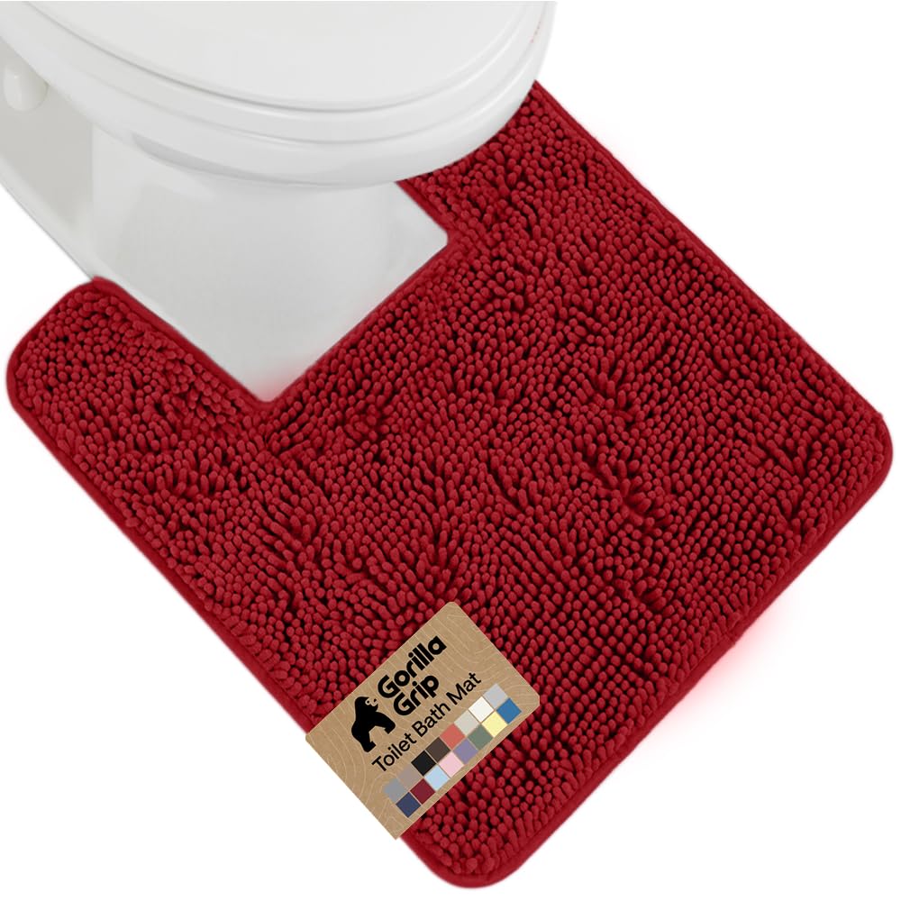 GORILLA GRIP Bath Rug Mat for Bathroom, Absorbent Chenille, 24x17 White