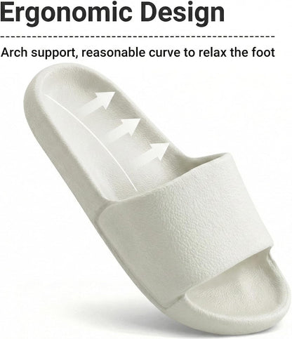 Shower Shoes for Women & Men - Non-Slip House Slippers - Cloud Comfort Slides - Quick-Dry, Arch Support - Perfect for Bathroom, Beach, Pool, Travel