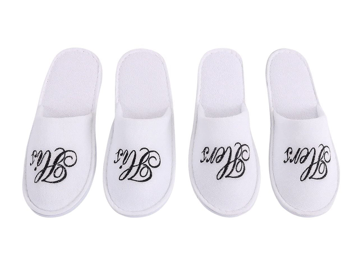 Romance Helpers Couple Slipper Gift Set | Set of 2 White Matching Spa Hotel Bath Slippers for Couples