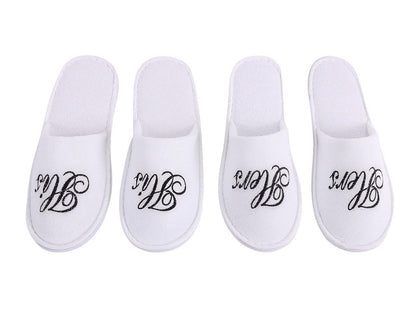 Romance Helpers Couple Slipper Gift Set | Set of 2 White Matching Spa Hotel Bath Slippers for Couples