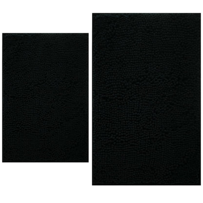 BOANKODU Bathroom Rugs Sets 2 Piece, Extra Soft Chenille Bath Mat Absorbent Bathroom Rug, Bathroom Mat with PVC Non-Slip Bottom, Machine Washable Bath Rugs (32x20 Inch + 24x16 Inch, Light Grey)