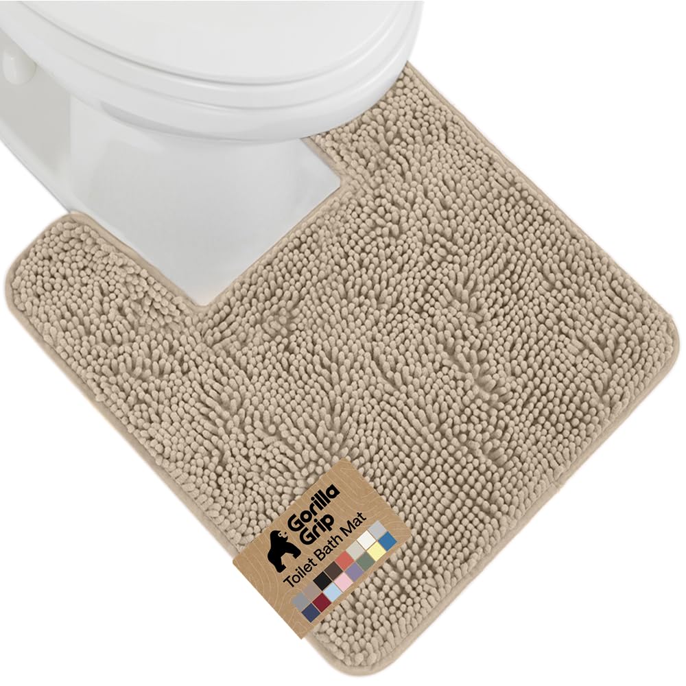 GORILLA GRIP Bath Rug Mat for Bathroom, Absorbent Chenille, 24x17 White
