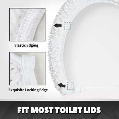 TREETONE Ultra Soft Chenille Bathroom Toilet Lid Cover, 19x21 Inches, White