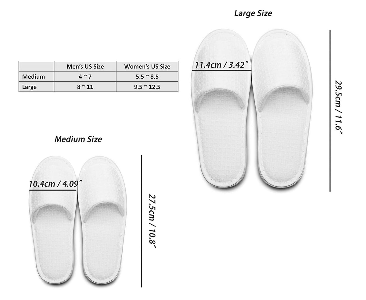 AhfuLife 5 Pairs of Waffle Spa Slippers, Open Toe White Slippers - Fit Most Men and Women for Spa, Party Guest, Hotel and Travel