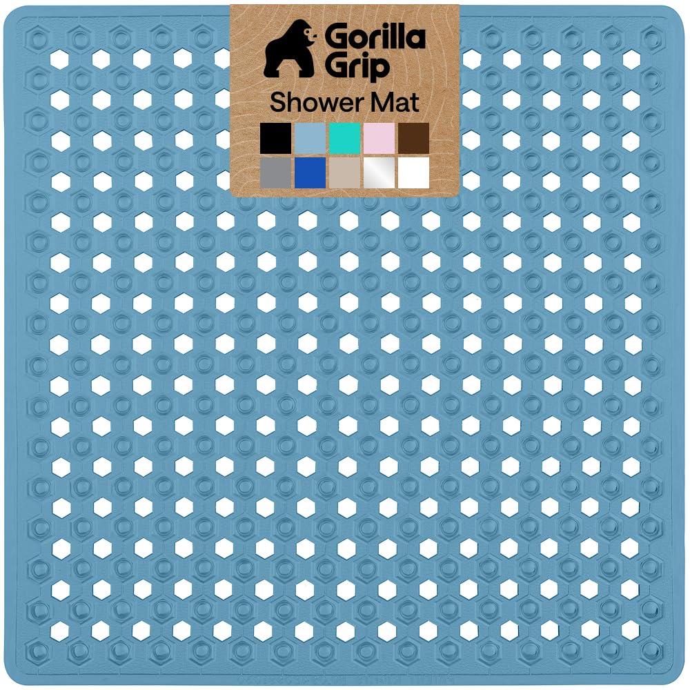 GORILLA GRIP Bath Tub Shower Mat, Bathtub Floor Liner, 35x16 Gray Opaque