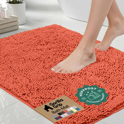 GORILLA GRIP Bath Rug Mat for Bathroom, Absorbent Chenille 24x17 Sage Green