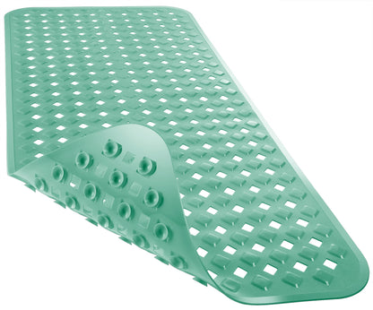 Yimobra Bathtub Mat Non Slip, 35"X16" Shower Mat with Strong Suction Cups & Drain Holes, Long Anti Slip Bath Tub Mat for Inside Shower, Machine Washable Fast Drying, Bathroom Essentials, Clear Blue