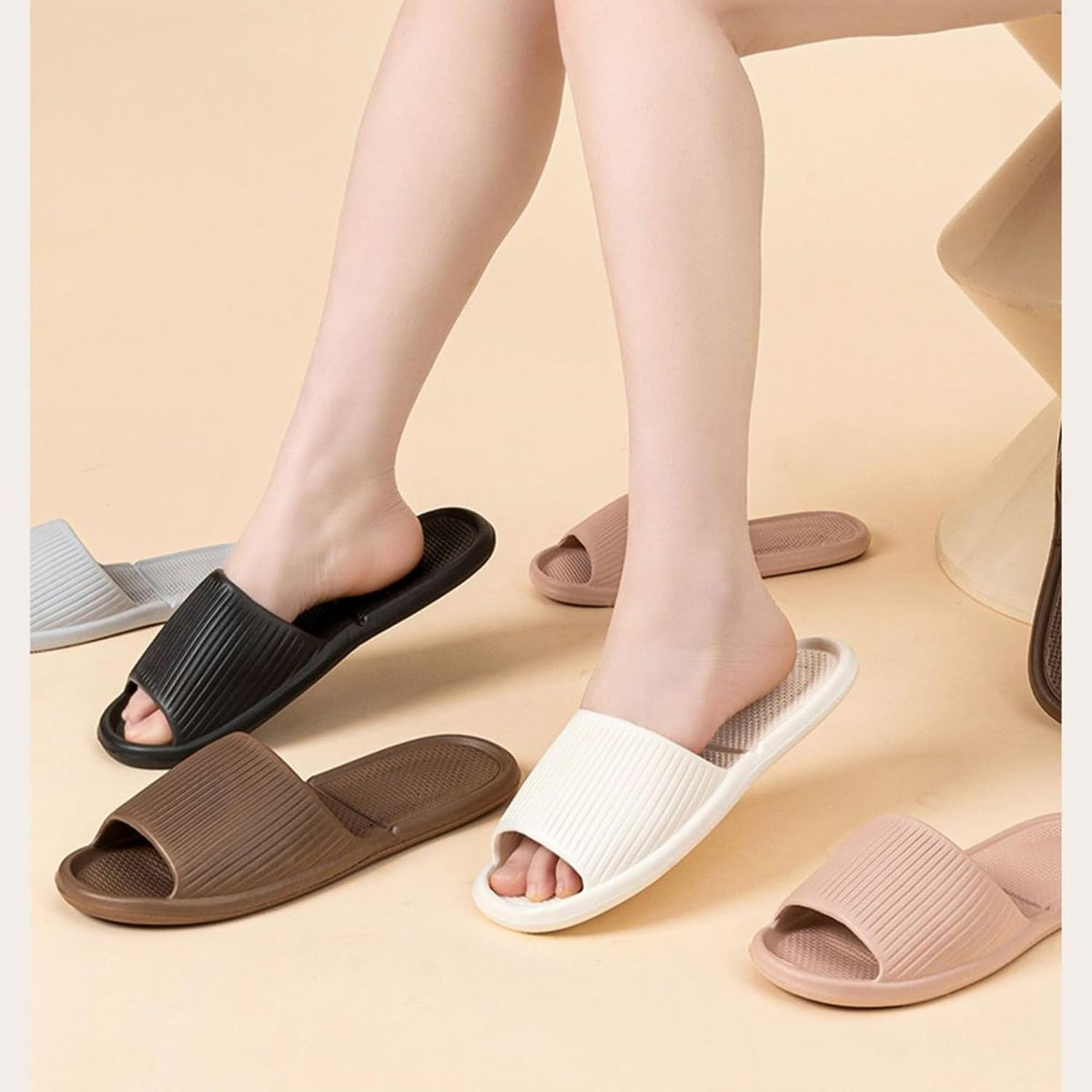 Shower Shoes Travel Foldable Portable Non Slip Slippers for Hotel Guests Swimming Spa Unisex Men Women Lightweight EVA Bathroom Slides Quick Drying Water Resistant Footwear
