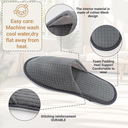 1-Pair Spa Slippers - Non Slip Slippers For Guest Women & Men -Washable & Reusable Guest Slipper for Indoor Hotel, Spa, Travel, Shoeless Home, House, Bedroom, Bride Slippers