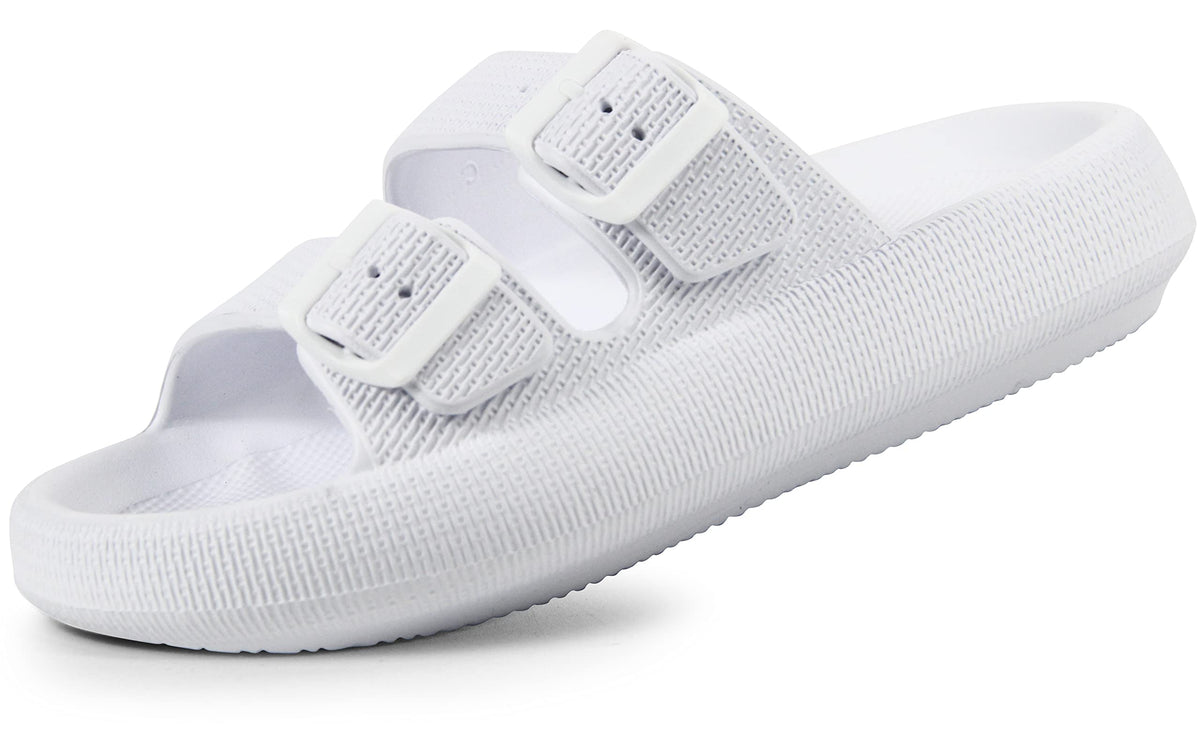 Weweya Sandals for Women Men Pillow Slippers Double Buckle Flat Slides