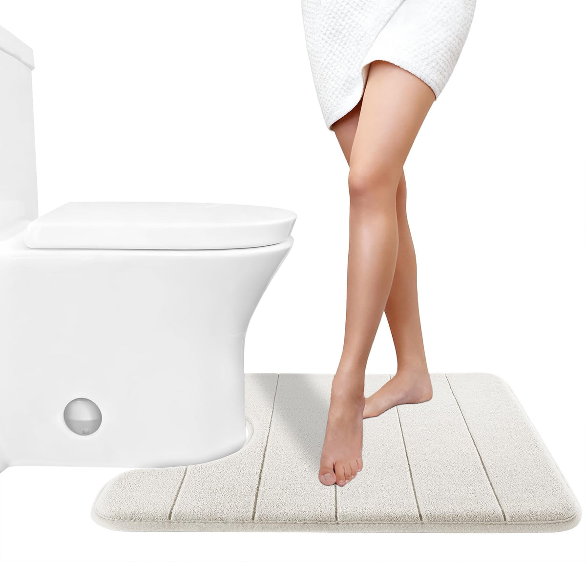 Yimobra Memory Foam Bath Mat, Super Soft Absorbent Bathroom Rug Non Slip, Quick Dry, Machine Washable Floor Carpet for Tub Shower, Home Decor Accessories, 24x17, Cream