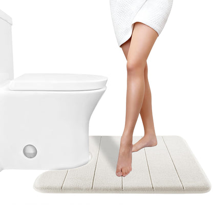 Yimobra Memory Foam Bath Mat, Super Soft Absorbent Bathroom Rug Non Slip, Quick Dry, Machine Washable Floor Carpet for Tub Shower, Home Decor Accessories, 24x17, Cream