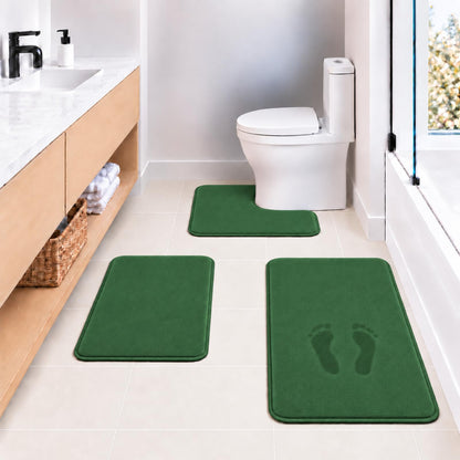 Black Bathroom Rug Set Memory Foam Bath Mats 3 Piece with Toilet Mats, Soft & Supportive, Shock Absorbing, Water Absorbent, Non-Slip Bath Rugs, Machine Washable, Area Rug, Home Decor Accessories