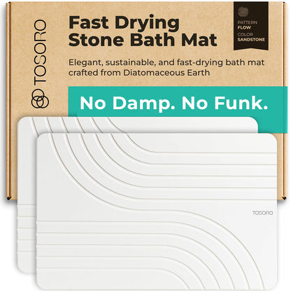 TOSORO - Stone Bath Mat Diatomaceous Earth Shower Mat Non-Slip Super Absorbent Diatomite Stone Bath Mats for Bathroom Floor Quick Drying Natural Easy to Clean (23.5 x 15) - Sandstone