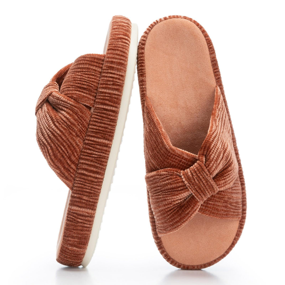 Chantomoo Slippers for Women Memory Foam House Bedroom Corduroy Bow Crossbands Slipper Shoes Comfy Trendy Gift Slippers