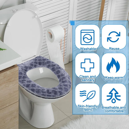 Drydiet 5 Pcs Toilet Seat Cover with Zipper, Washable Warmer Winter Pad