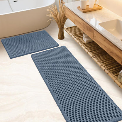 IM HOME Waffle Bath Mat Set 2 Piece Olive Green,Woven Modern Bath Rug Mats, Absorbent Non Slip Bath Floor Mat, Soft Washable Boho Bath Rugs with Tassels for Bathroom, Bedroom, Kitchen,Tub