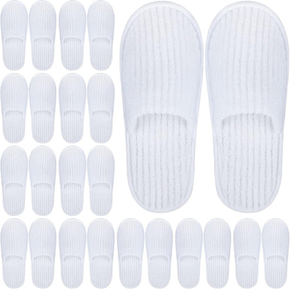 Elcoho 12 Pairs Closed Toe Spa Slippers Reusable Slippers Coral Fleece Washable Disposable Home Slippers for Women Men Guests Hotels House Slippers Housewarming Indoors Bathroom Party Traveling
