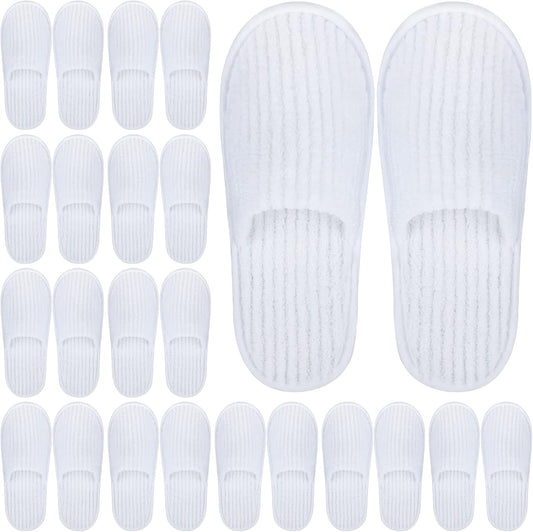 Elcoho 12 Pairs Closed Toe Spa Slippers Reusable Slippers Coral Fleece Washable Disposable Home Slippers for Women Men Guests Hotels House Slippers Housewarming Indoors Bathroom Party Traveling