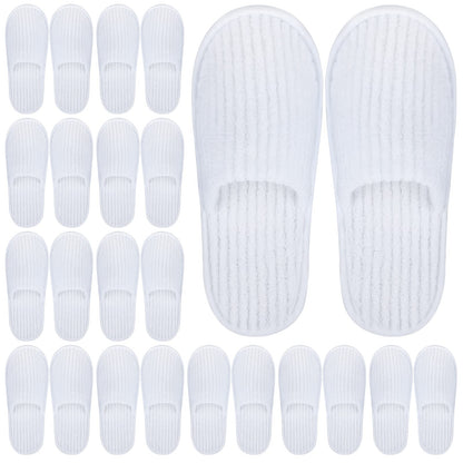Elcoho 12 Pairs Closed Toe Spa Slippers Reusable Slippers Coral Fleece Washable Disposable Home Slippers for Women Men Guests Hotels House Slippers Housewarming Indoors Bathroom Party Traveling