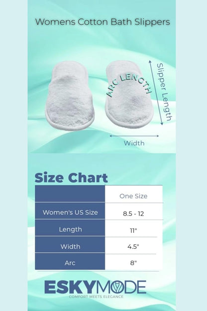 ESKYMODE Womens Cotton Bath Slippers, Terry Cloth Spa Slippers for Women