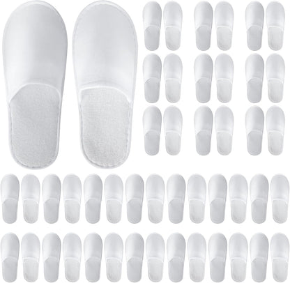 UrbanRoots 28 Pairs Disposable Slippers For Guests,Bulk Slippers For Hotel,Spa,Travel,Shoeless Home,Spa Slippers With Pouch,Non-Slip(White) house slippers for guests