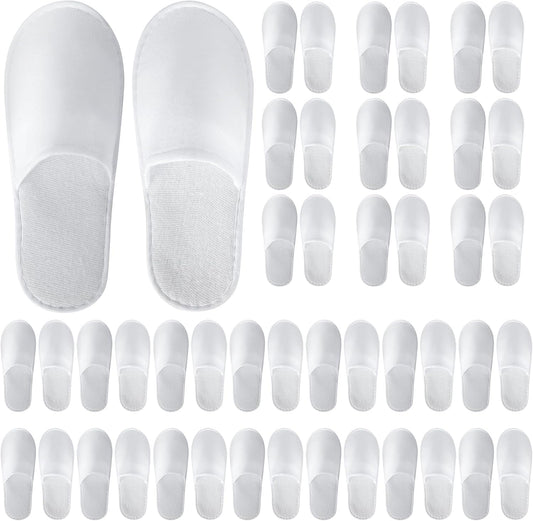 UrbanRoots 28 Pairs Disposable Slippers For Guests,Bulk Slippers For Hotel,Spa,Travel,Shoeless Home,Spa Slippers With Pouch,Non-Slip(White) house slippers for guests