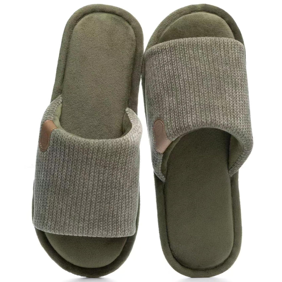 GOEWY Mens Open Toe Slippers Memory Foam Indoor House Shoes Gifts