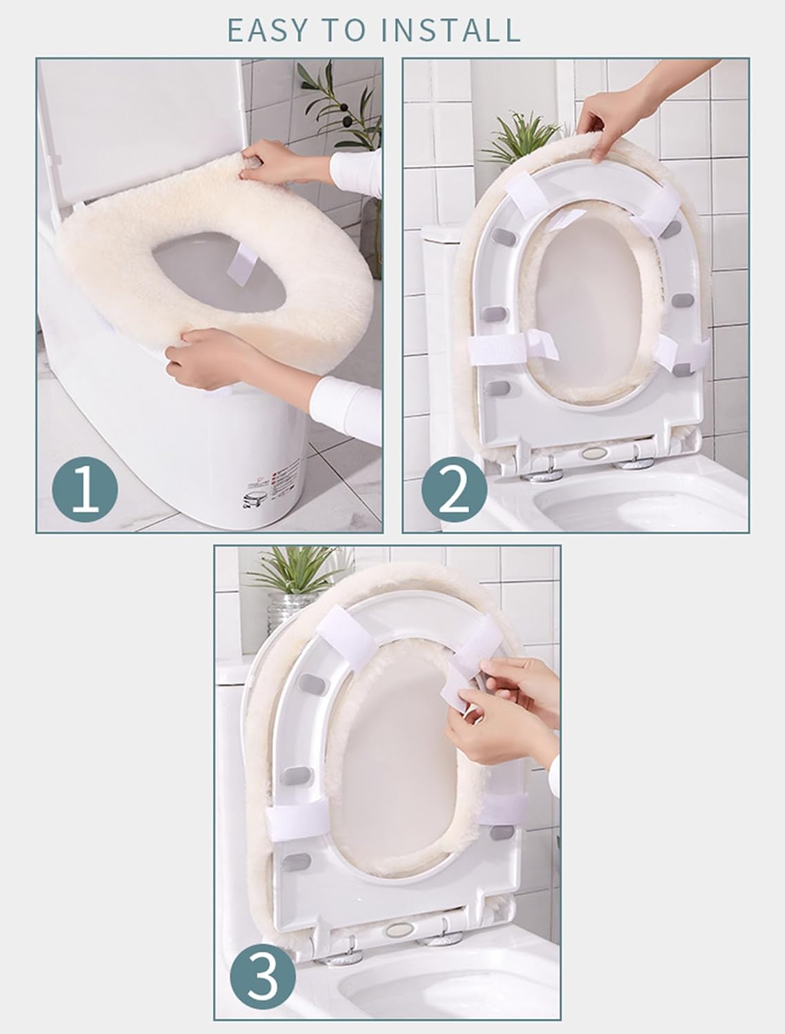 U&M 100% Pure Wool Toilet Seat Cushion Soft Warm