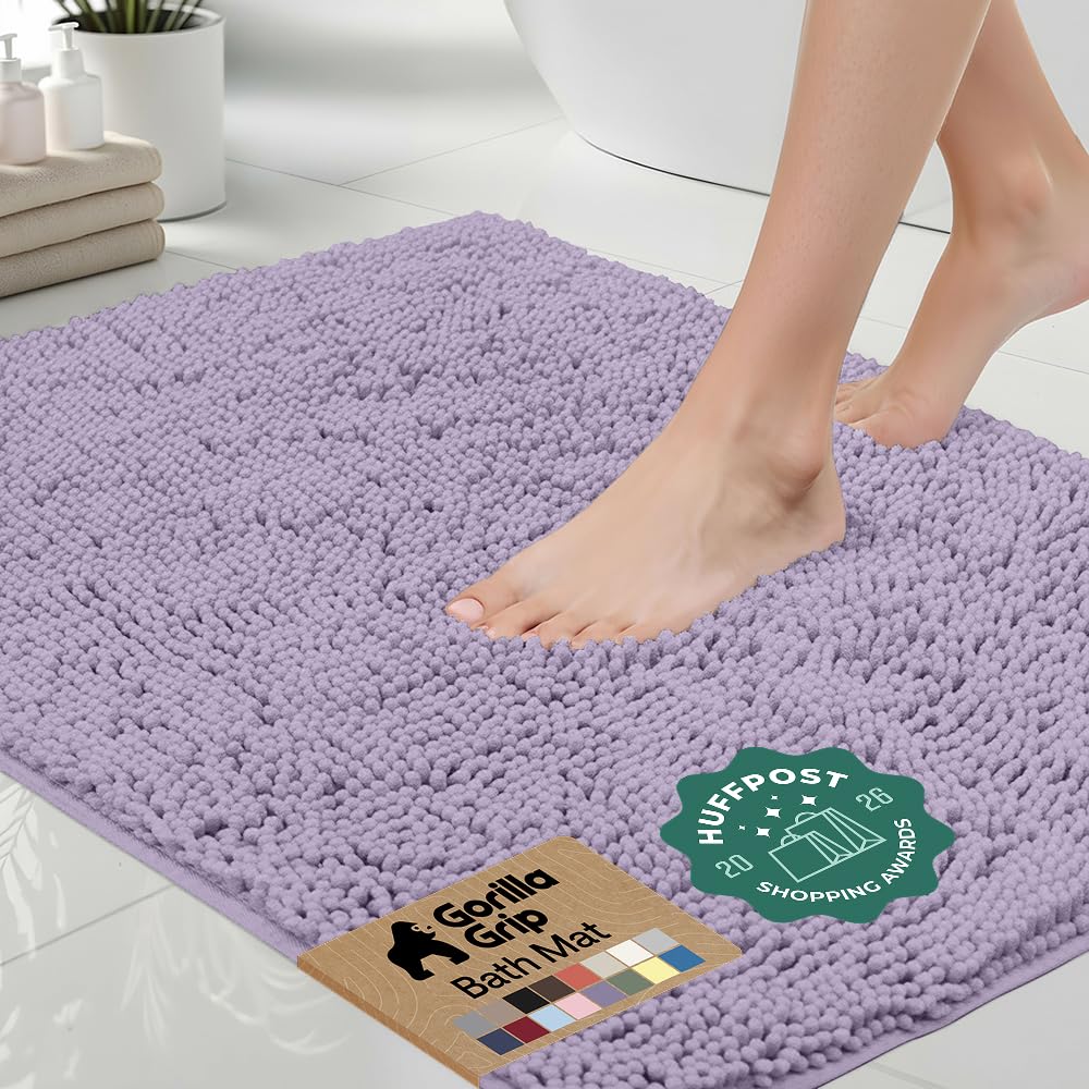 GORILLA GRIP Bath Rug Mat for Bathroom, Absorbent Chenille 24x17 Sage Green