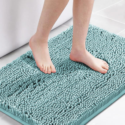 H.VERSAILTEX Bath Mat for Bathroom Non Slip Luxury Chenille Ultra Soft Bath Rugs 24x36 Absorbent Non Skid Shaggy Rugs Washable Dry Fast Plush Area Carpet Mats for Indoor, Bath Room, Tub - Black