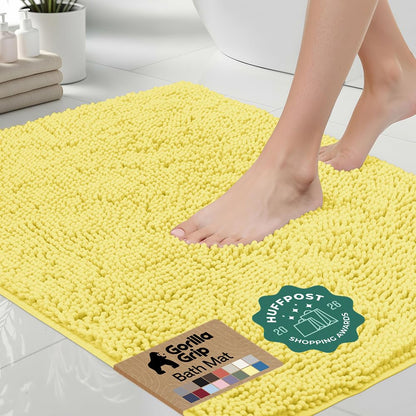 GORILLA GRIP Bath Rug Mat for Bathroom, Absorbent Chenille 24x17 Sage Green