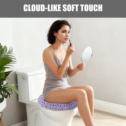 Soft Chenille Toilet Lid Cover 19.5L" x 18.5W" Machine Washable