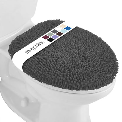 MAYSHINE Toilet Lid Cover - Spa Blue, Plush Microfiber Oval Toilet Seat Covers for Bathroom, Machine Washable Elongated Toilet Cover Seat, Stretches up to 21"x19"