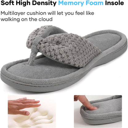 ULTRAIDEAS Women's Popcorn Flip Flop House Slipper with Memory Foam, Gift for Women Mom