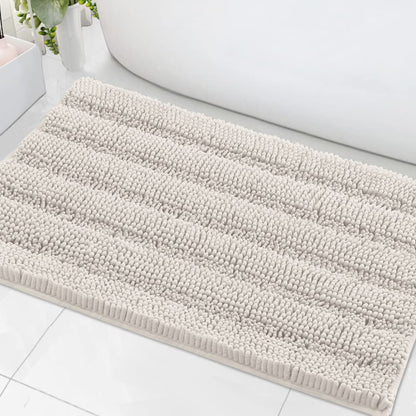 H.VERSAILTEX Bath Rugs for Bathroom Non Slip Bath Mats Extra Thick Chenille Striped Rug 20" x 32" Absorbent Non Skid Fluffy Soft Shaggy Washable Dry Fast Plush Mat for Indoor, Bath Room, Tub - Sage