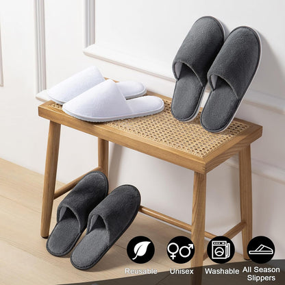 10 Pairs Disposable House Slippers for Guests, Cotton Spa Slippers Bulk