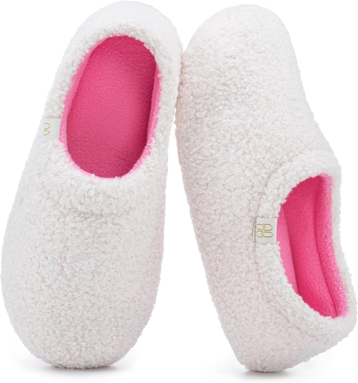 HomeTop Women's Fuzzy Curly Fur Fleece Lining Memory Foam Loafer Slippers