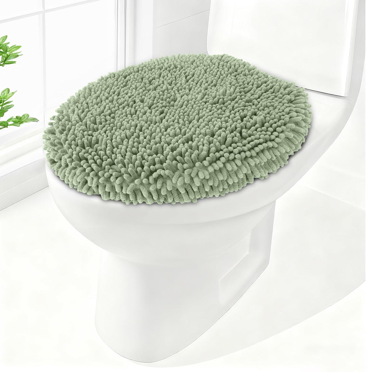 Soft Chenille Toilet Lid Cover 19.5L" x 18.5W" Machine Washable