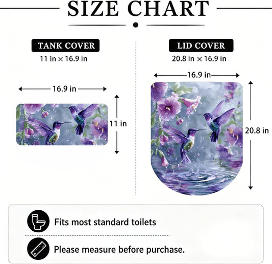 2 Piece Toilet Seat Cover Set with Tank Cover for Bathroom Decor
