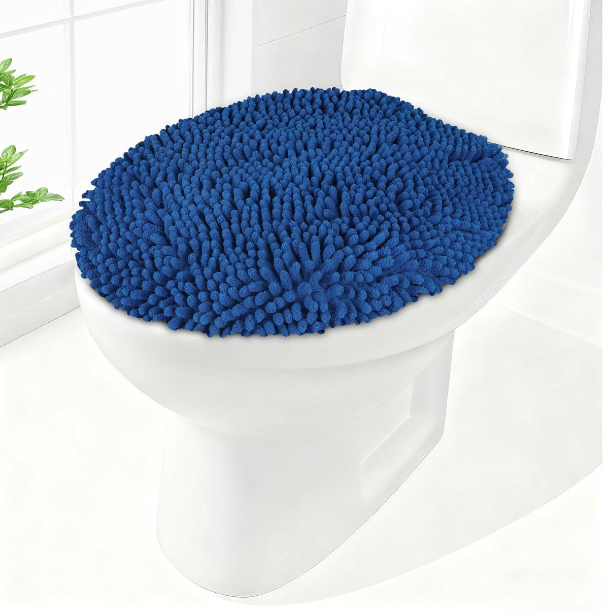 Soft Chenille Toilet Lid Cover 19.5L" x 18.5W" Machine Washable