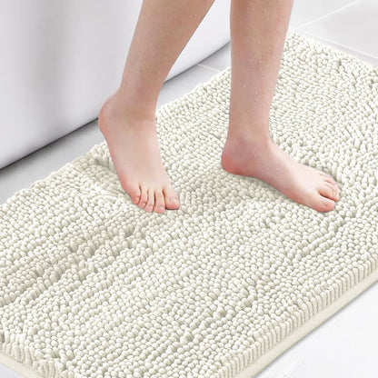 H.VERSAILTEX Bath Mat for Bathroom Non Slip Luxury Chenille Ultra Soft Bath Rugs 24x36 Absorbent Non Skid Shaggy Rugs Washable Dry Fast Plush Area Carpet Mats for Indoor, Bath Room, Tub - Black