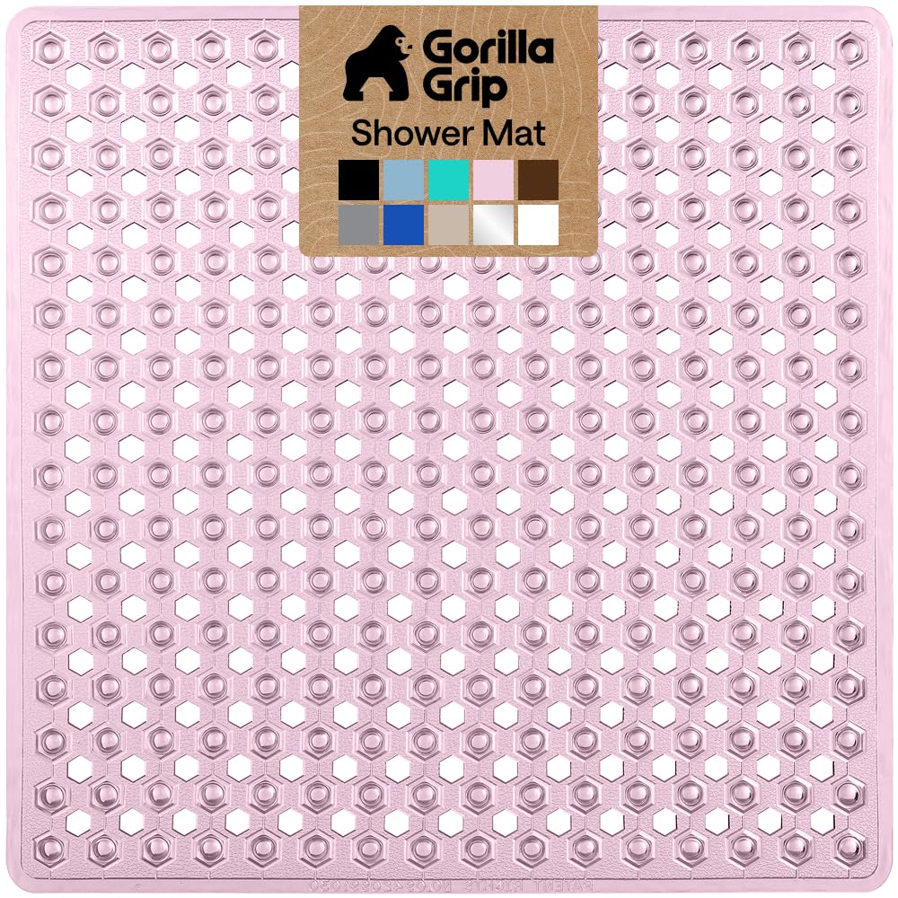 GORILLA GRIP Bath Tub Shower Mat, Bathtub Floor Liner, 35x16 Gray Opaque