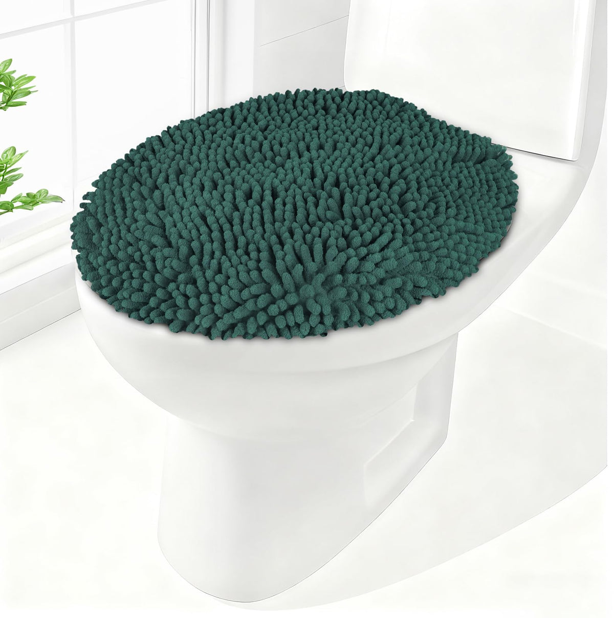 Soft Chenille Toilet Lid Cover 19.5L" x 18.5W" Machine Washable