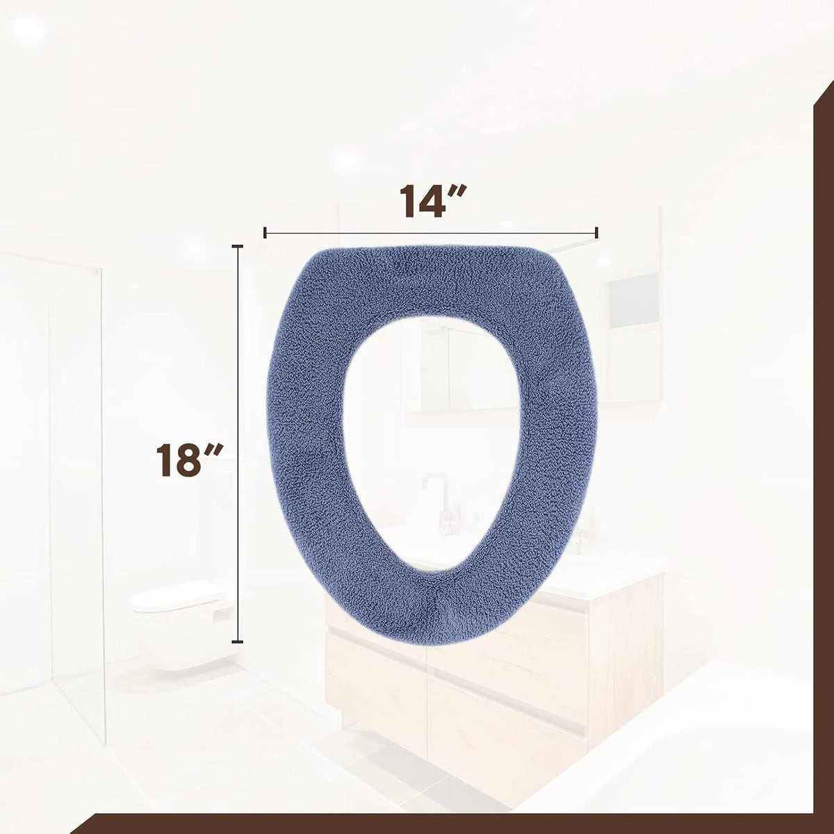 Soft Toilet Seat Cover - Plush, Thick Fabric Toilet Seat Warmer for Round & Elongated 14x18" Toilet Seats - Reusable, Machine-Washable, Easy-Install - Gift-Ready Packaging - Infinity Blue