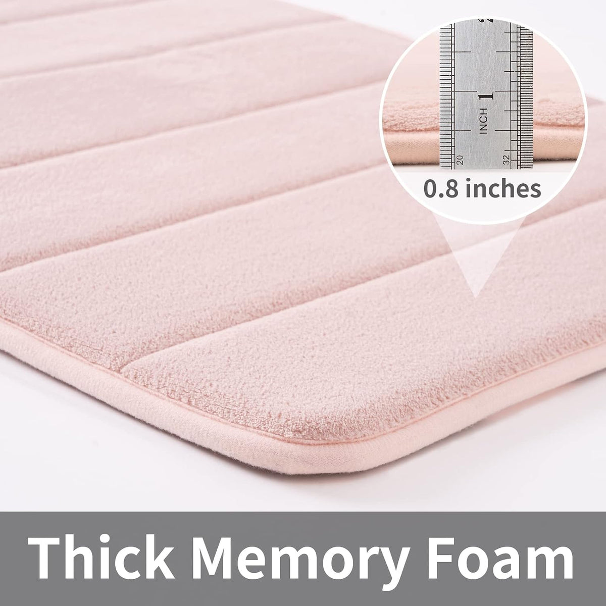 ROSMARUS Memory Foam Bath Mat, 17''x24'', Pink