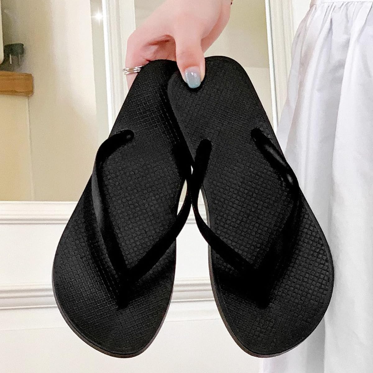 Women Flip Flops, Casual Comfortable Thong Sandals Bio Twine Rope Sole Slide Slippers Quick Dry Uppers Summer Beach Orthotic Shoes